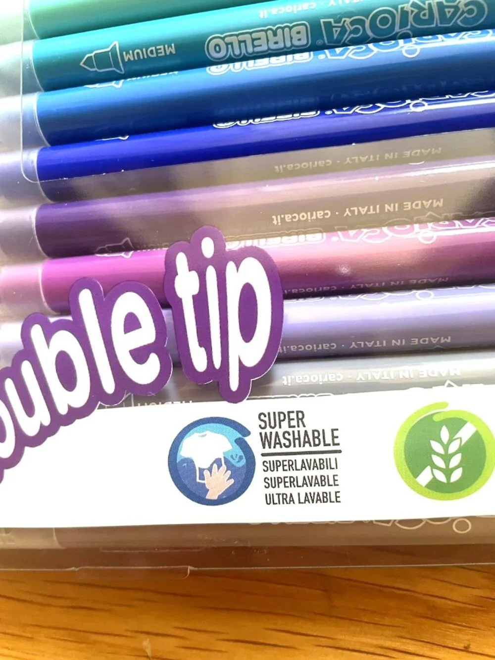 Carioca 30 Colors Washable Markers for Kids Dual Tip Non Toxic Ink Made in Italy